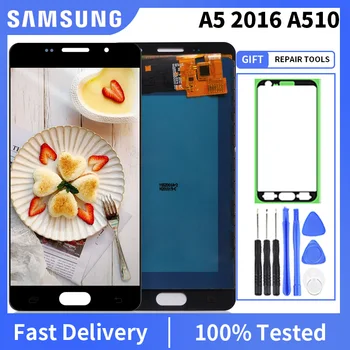 Patikrintas OLED LCD Samsung Galaxy A5 2016 A510F A510M A510FD A5100 A510 LCD Ekranas Jutiklinis Ekranas skaitmeninis keitiklis Asamblėja