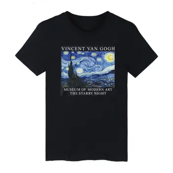 Vincentas Van Gogas žvaigždėtu dangumi 100 Medvilnės Marškinėliai Moterims, O-kaklo Mados Moteris Marškinėliai trumpomis Rankovėmis Drabužius