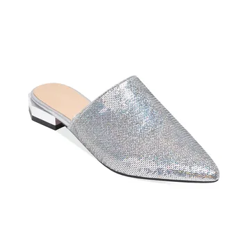 Nauja pavasario vasaros moterų šlepetės metalo kulniukai diamond blizgučiai šlepetės lauko šalies seksualus moterų batų dydis 34-48