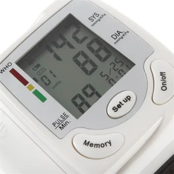 Nešiojamų Automatinis Skaitmeninis LCD Ekranas Riešo kraujospūdžio matuoklis Prietaisas Širdies Plakimas Norma Pulso Matuoklis Priemonė Kamertonas ' Balta
