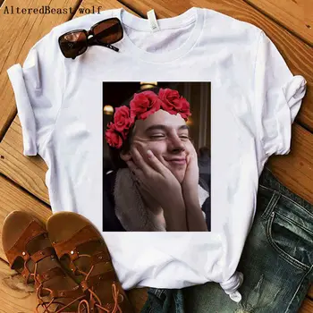 Cole Sprouse gėlių spausdinti riverdale marškinėlius Moterims trumpomis rankovėmis Riverdale marškinėliai moteriška atsitiktinis baltos Viršūnės harajuku drabužiai, marškinėliai