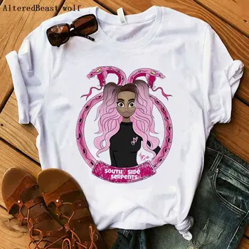 Cole Sprouse gėlių spausdinti riverdale marškinėlius Moterims trumpomis rankovėmis Riverdale marškinėliai moteriška atsitiktinis baltos Viršūnės harajuku drabužiai, marškinėliai