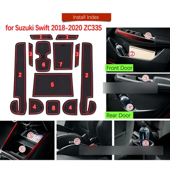 Anti-slydimo Durų Gumos Puodelio, Pagalvėlės, Kilimėliai Suzuki Swift A2L 2018~2019 2020 Sporto DZire Groove Kilimėlis Automobilio Interjero Priedai