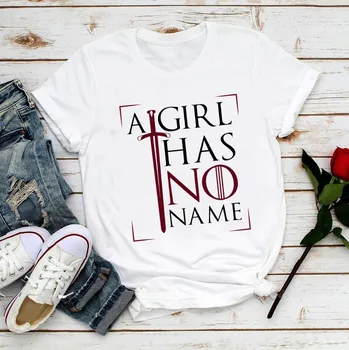 Mergina Neturi Pavadinimo GAVO Arya Stark cool marškinėliai moterims vasarą naujas baltos spalvos atsitiktinis femme galia marškinėlius