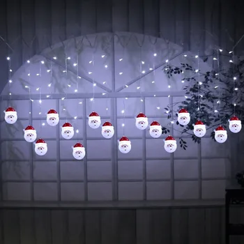 3.5 M Kalėdų Lango Užuolaidėlė Šviesos Kalėdų senį String LED Žibintai Sniego, ledo juostelės šviesos, atsparus vandeniui baterijos langelį A1