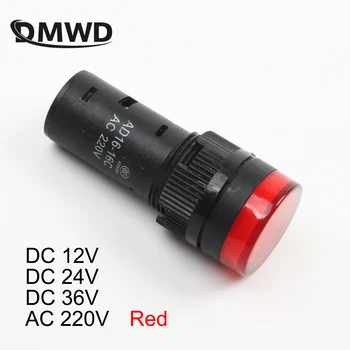 20pcs/daug LED indikatorius dia.16mm AD16-16C LED šviesos signalo indikatorius AC220V DC36V 24V 12V Raudona