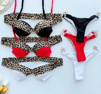 Hirigin Seksualus Leopard Kratinys Moterų Bikini Komplektas Tvarstis Paminkštinta Push Up Maudymosi Kostiumėliai, Vasaros Maudymosi Kostiumėlį, Maudymosi Kostiumą, 2021 Naujas Paplūdimio