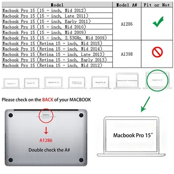 4in1 Matinis Guma Sunku Padengti Odos Nustatyti Senas MacBook Pro 15 Colių, CD-ROM (Modelis: A1286, Versija 2012/2011/2010)