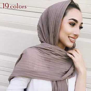 Naujas burbulas šifono skara šalikai, plisuotos paprasto maxi hijab moterų iškilumo skaros, kietas musulmonų essencial šalikai, šaliai, kaklaskarės lankelis 16color