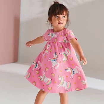 Šokinėja metrų Naują Atvykimo Vienaragis Kūdikių Medvilnės Drabužiai Princesė Suknelė Vasarą Vaikai Mados Kostiumų Vaikiška Suknelė