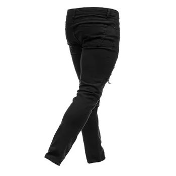 Naujas Mens Vientisos Spalvos Džinsai 2020 Naujas Mados Slim Pieštuku Kelnės Sexy Atsitiktinis Skylę Ripped Jeans Dizaino Streetwear