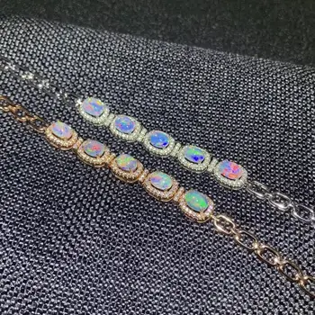 Naujas stilius gamtos spalvinga Opal apyrankės moterims, papuošalai nekilnojamojo 925 sidabro, paauksuoti gamtos perlas birthstone šalies dovanų pardavimas
