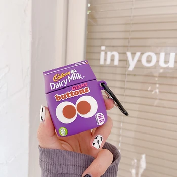 Šokolado AirPods 1 2 Pro Atveju Prekės Cadbury Dairy Milk 3D Maisto Dėžutė Minkštas Silikoninis Belaidžio 