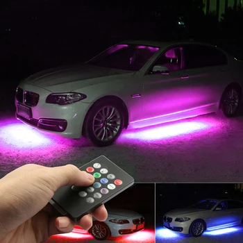 12V, Pagal Automobilio LED Žibintai Underglow Lanksčios Juostelės Žibintai, RGB Dekoratyvinis Atmosfera Po Lempa Automobilių Važiuoklės Underbody Sistemos Šviesos