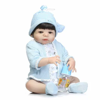 NPK 55cm Full Silikono Vinilo Atgimsta berniukas brinquedos Lėlės, Žaislai 22inch Naujagimių Bebe Princesė Kūdikiams Gyvas Vonios Žaislas Žaisti Žaislų Namai