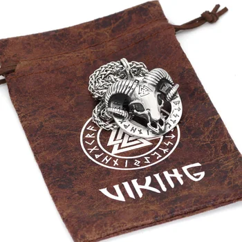 Vyrai nerūdijančio plieno šiaurės vikingų amuletas thor ožkos valknut pakabukas karoliai-su dovanų maišelis