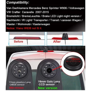 Automobilių Aukštas Stabdymo Žibintas Atbulinės eigos Kamera Galinio vaizdo Kamera skirta Mercedes-Benz Sprinter W906 Crafter Caravelle T5 T6