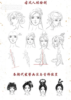 Senovės kinų Paveikslas Linijos Piešimo Knyga / Senovės ponios komiksų tapybos metodai iš įrašo įgudęs /Spalvinimo Knygelė