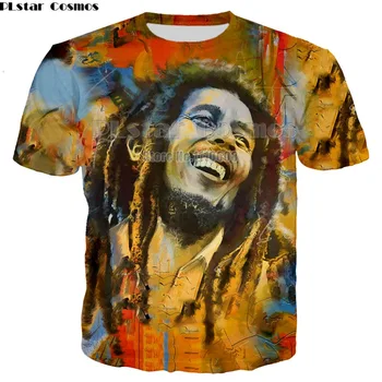 Naujausias Tee Vyrams Marškinėliai 3D T-Shirt Marškinėlius vyriški Marškiniai, Sporto, Bob Marley Spausdinti Rock, Hip-Hop, Reggae Drabužiai