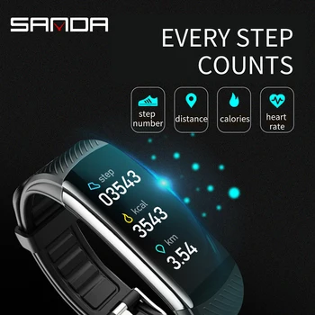 SANDA Prekės Smart Juosta Žiūrėti Vandeniui Fitness Tracker Kraujo Spaudimas, Širdies ritmo Monitorius 