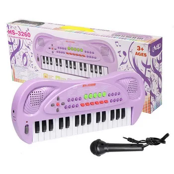 32 Raktai Vaikų Daugiafunkcį Elektriniai Klavišiniai Muzikos Instrumentai Žaislas Su Mikrofonu Vaikams, Žaislų, Dovanų - Violetinė Juoda