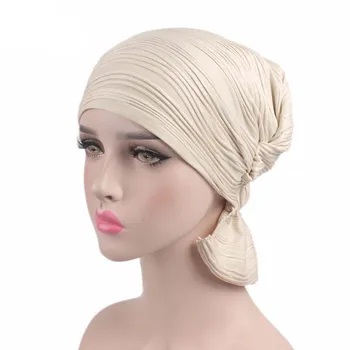 NAUJAS Moterų Medvilnės Chemo Beanie Skrybėlių Turbaną Galvos dangtelis galvos Apdangalai Vėžio Musulmonų vientisos spalvos