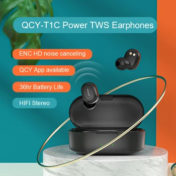 QCY T1C GALIA TWS Ausines Bluetooth V5.0, 3D Stereo Sporto Belaidės Ausinės su Dvigubo Mikrofono, Auto Connect