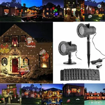 Kalėdų LED Lazeriniai Šviesos Snaigės Projektorius Lauko Sodo Vandeniui DJ Lazerio Kraštovaizdžio Lempos Xmas Tree House Atostogų Žiburiai