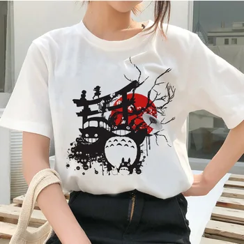 Totoro Dvasia Toli marškinėliai camiseta mujer Studio Ghibli moterų marškinėliai Japonų animacinių filmų Anime moterų marškinėlius Hayao Miyazaki marškinėliai
