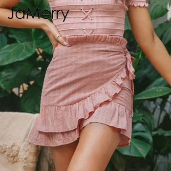 JaMerry Elegantiškas gėlių Susiėmę vasaros sijonas moterims Atsitiktinis aukšto juosmens peteliškę varčios moterų deformuoti sijonas šalies dėvėti moteriški sijonai 2020 m.