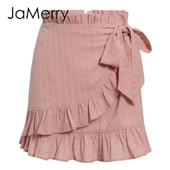 JaMerry Elegantiškas gėlių Susiėmę vasaros sijonas moterims Atsitiktinis aukšto juosmens peteliškę varčios moterų deformuoti sijonas šalies dėvėti moteriški sijonai 2020 m.