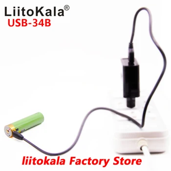2VNT LiitoKala USB 18650 baterija 3.7 V 18650 3400mAh Li-ion USB Įkrovimo Baterija (akumuliatorius Su LED Indikatorius DC-Įkrovimas