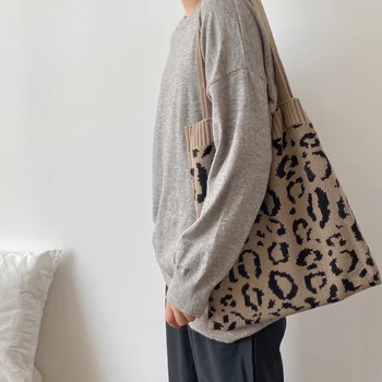 2020 Naujas Prekės Ženklas Leopard Moterų Krepšiai Korėjos Stiliaus Ponios Pečių Maišą Gyvūnų Spausdinti Moteriška Rankinė, Vilnonis Viduryje Maišą Visą Pardavimas