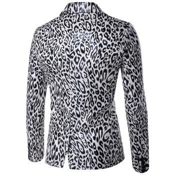 2018 m., Vyrų-Švarkas Mados Seksualus, Stilingas Leopardas Spausdinti Naktinis Klubas Šalies ilgomis Rankovėmis Vieną Mygtuką Švarkas Striukės Vyrams Groomsman