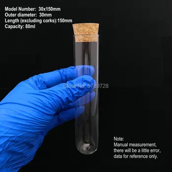 5vnt 10vnt išorinis skersmuo 30mm stiklo apvaliu dugnu mėgintuvėlį su kamščiamedžio kamščiu Sutirštės butas nagų laboratoriniai stikliniai indai