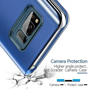 Smart Case For Samsung Galaxy S20 Ultra S10E 10 Pastaba S8 S9 Plus Clear View Lange Electroplate Danga Stendas Flip 