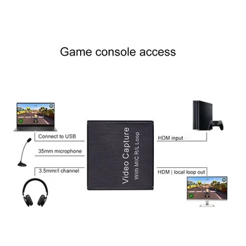 4K HDMI Video Capture Card 1080p Žaidimą Capture Card USB 2.0 Diktofonas Lauke Prietaisas Live Transliacijos Vaizdo Įrašymo