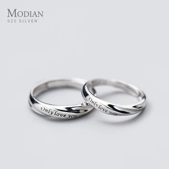 Modian Romantiška Išraižytas Raides Žiedas Vyrams ir Moterims 925 Sterlingas Sidabro Pora Aukščio Mėgėjams Vestuvinį Žiedą, Fine Jewelry
