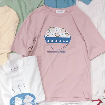 Japonijos Vasaros Naują Moterų Saldus T-shirts Animacinių filmų Spausdinti ie Mori Mergina trumpomis Rankovėmis T-shirt Paauglių Mergaičių Studentų Viršūnes Prarasti Tee