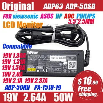 19V 2.64 A ADP-50SB Philips ASUS HP AOC VIEWSONIC LCD monitorius, AC adapteris, Maitinimo šaltinis 19V 1.31 A 1.84 A 1.58 2.0 2.1 A 2.37 A