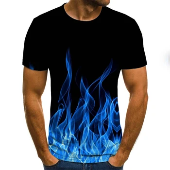 2020 nauja liepsna vyriški T-shirt vasaros mados trumparankoviai 3D apvalios kaklo viršūnes dūmų elementas marškinėliai madinga vyriški T-shirt