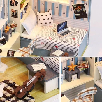 Roombox Lėlės Namas Miniatiūriniai Lėlių Baldų Rinkinys, Medinis Namas Miniaturas Žaislai Vaikams, Naujųjų Metų, Kalėdinės Dovanos