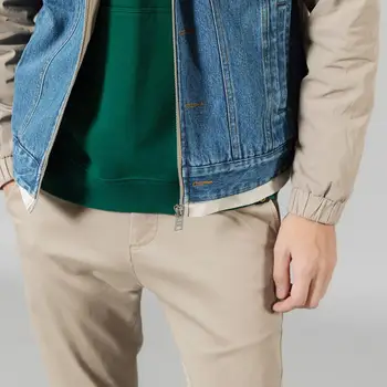 SIMWOOD 2019 m. Rudenį, Žiemą Panelled Džinsinio audinio Striukės su Gobtuvu Vyrų Mados Kontrasto spalvų streetwear hip-hop kratinys paltai aukštos kokybės prekės ženklo drabužių SI980536