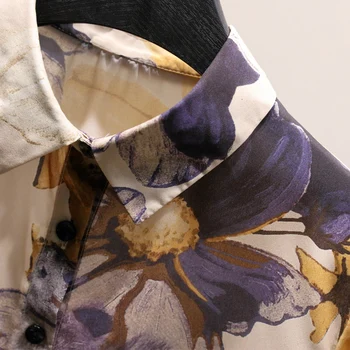 Gėlių Moterų Marškiniai 2020 Metų Vasaros Derliaus Šifono Prarasti Office Lady Elegantiškas Marškinėliai Turn-Žemyn Apykaklės Outwear Viršūnes Aukščiausios Kokybės