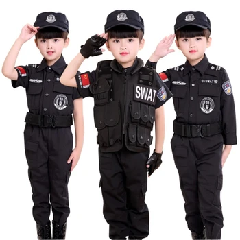 Halloween Carnival Policininkai Kostiumai Berniukams Vaikams Policijos Uniformą Specialiųjų Policijos SWAT Partijos Veiklos Cosplay Šventiniai Drabužiai