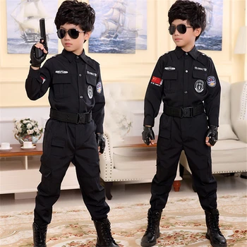 Halloween Carnival Policininkai Kostiumai Berniukams Vaikams Policijos Uniformą Specialiųjų Policijos SWAT Partijos Veiklos Cosplay Šventiniai Drabužiai