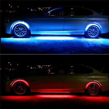 Šviesus Auto Led Juostelės Neon Led Automobilio Dugno Šviesos Underbody Muzikos Aktyvi Garso Sistema Neon Light Car Kit