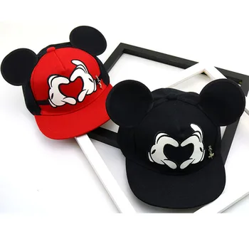 Disney Mickey Mouse Skrybėlę Vaikų Mielas Animacinių filmų Akių Cap Baby Beisbolo kepuraitę Berniukas ir Mergaitė Skrybėlę su Mickey Mouse Ausies Formos skrybėlę