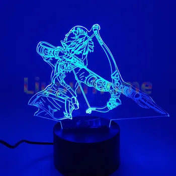 The Legend of Zelda Kvėpavimas Laukinių 3D Led 7 spalvų Nakties šviesos Regėjimo Iliuzija LED Nuorodą Zelda Stalo Lempos, Namų Dekoro 3D50