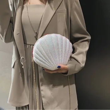 Dizaineris Prabanga Shell Maišelį 2020 M. Moteris Krepšys Mados Paillette Crossbody Maišelis PC Odos Mini Peties Grandinės Piniginės Rankinės
